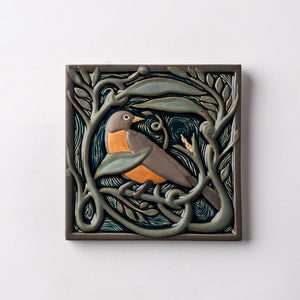 Hand Painted Revival Bird Tiles, Robin