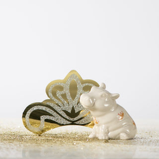 Hippo Figurine, Hand-Painted Crown