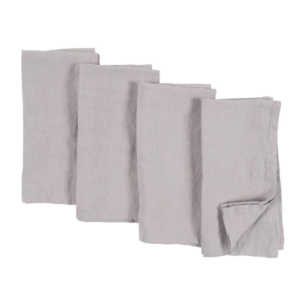 KAF Home 100% Stone Washed Light Gray Linen Napkins-Set Of 4, 20