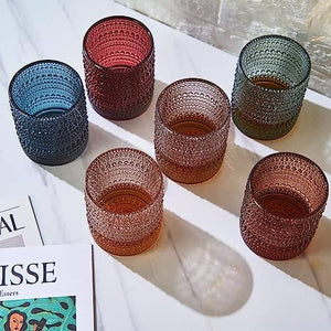 Beaded Short Tumbler Drinking Glasses, Set of 6