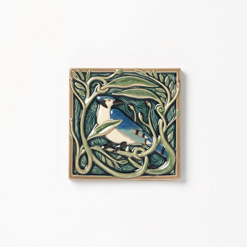 Rookwood Pottery Revival Bird Blue Jay tile, made in Cincinnati, OH