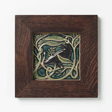 Load image into Gallery viewer, Rookwood Pottery Revival Bird Rook tile in walnut frame.
