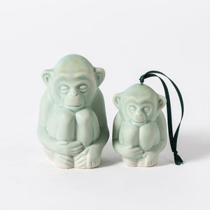 Shiri Monkey Paperweight + Ornament Bundle - Jadeite