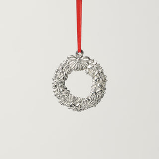 Pewter Holiday Wreath Ornament