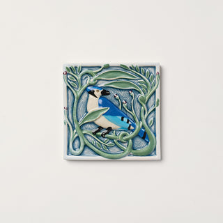 Revival Bird Tile, Blue Jay - Winterberry