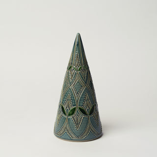 Hand-thrown ceramic Christmas tree by Rookwood Pottery