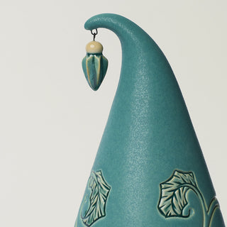 Close-up details of hand-thrown ceramic holiday tree