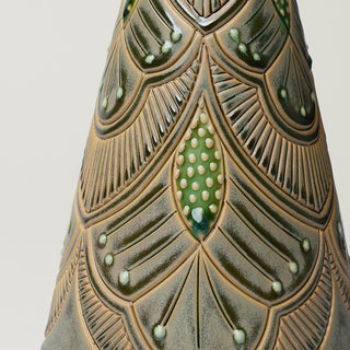Close-up details of hand-thrown ceramic holiday tree