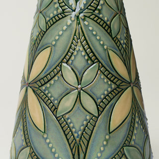 Close-up details of hand-thrown ceramic holiday tree