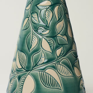 Close-up details of hand-thrown ceramic holiday tree