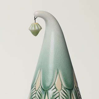 Close-up details of hand-thrown ceramic holiday tree
