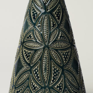 Close-up details of hand-thrown ceramic holiday tree