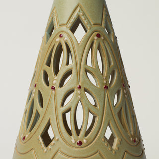 Close-up details of hand-thrown ceramic holiday tree