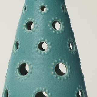 Close-up details of hand-thrown ceramic holiday tree