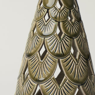 Close-up details of hand-thrown ceramic holiday tree