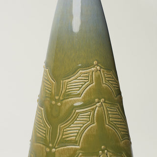 Close-up details of hand-thrown ceramic holiday tree