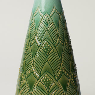 Close-up details of hand-thrown ceramic holiday tree