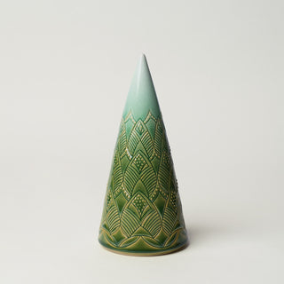 Hand-thrown ceramic Christmas tree by Rookwood Pottery