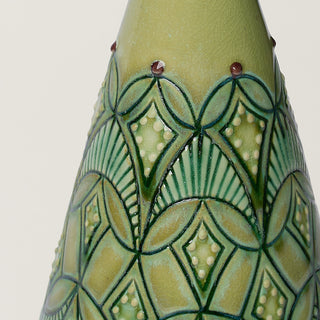 Close-up details of hand-thrown ceramic holiday tree