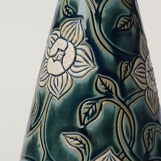 Close-up details of hand-thrown ceramic holiday tree