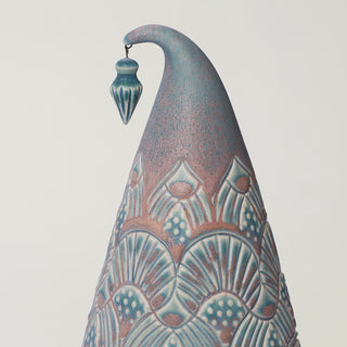 Close-up details of hand-thrown ceramic holiday tree