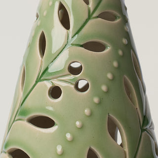 Close-up details of hand-thrown ceramic holiday tree