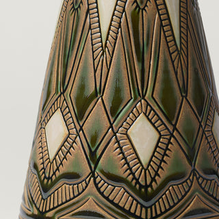 Close-up details of hand-thrown ceramic holiday tree