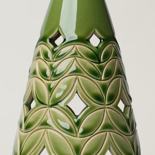 Close-up details of hand-thrown ceramic holiday tree