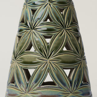 Close-up details of hand-thrown ceramic holiday tree