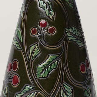 Close-up details of hand-thrown ceramic holiday tree
