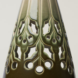 Close-up details of hand-thrown ceramic holiday tree