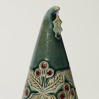 Close-up details of hand-thrown ceramic holiday tree