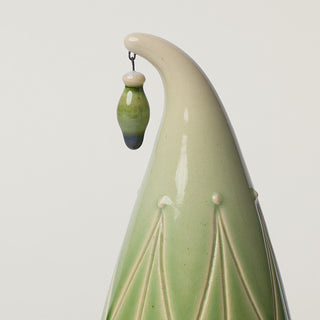 Close-up details of hand-thrown ceramic holiday tree