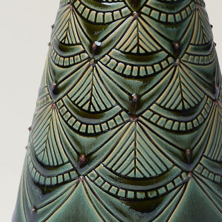 Close-up details of hand-thrown ceramic holiday tree