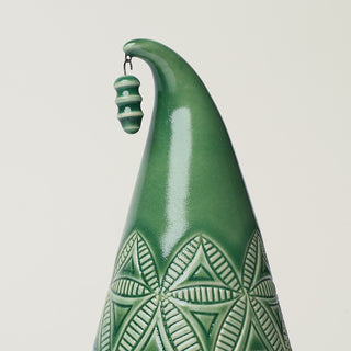 Close-up details of hand-thrown ceramic holiday tree