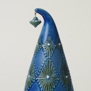 Close-up details of hand-thrown ceramic holiday tree