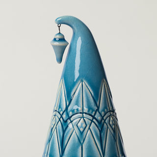 Close-up details of hand-thrown ceramic holiday tree