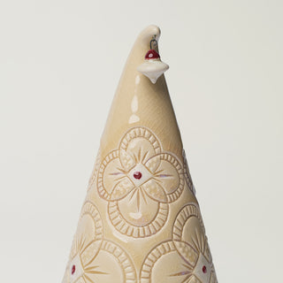 Close-up details of hand-thrown ceramic holiday tree