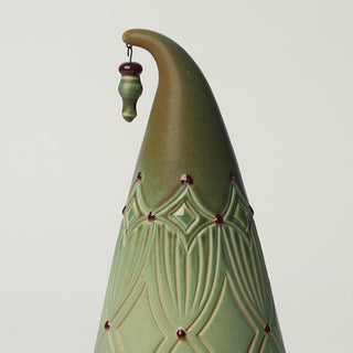 Close-up details of hand-thrown ceramic holiday tree