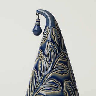 Close-up details of hand-thrown ceramic holiday tree