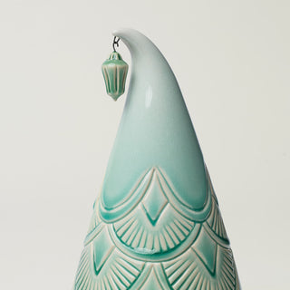 Close-up details of hand-thrown ceramic holiday tree