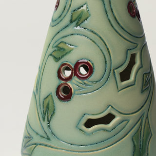 Close-up details of hand-thrown ceramic holiday tree