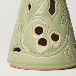 Close-up details of hand-thrown ceramic holiday tree