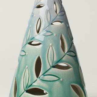 Close-up details of hand-thrown ceramic holiday tree