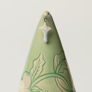 Close-up details of hand-thrown ceramic holiday tree