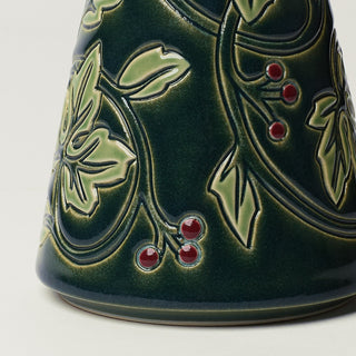 Close-up details of hand-thrown ceramic holiday tree