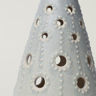 Close-up details of hand-thrown ceramic holiday tree