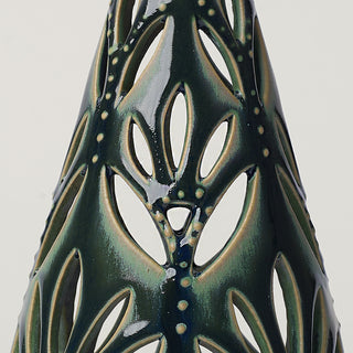 Close-up details of hand-thrown ceramic holiday tree