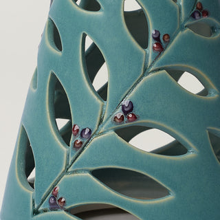 Close-up details of hand-thrown ceramic holiday tree