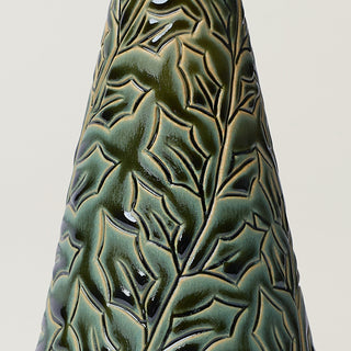 Close-up details of hand-thrown ceramic holiday tree